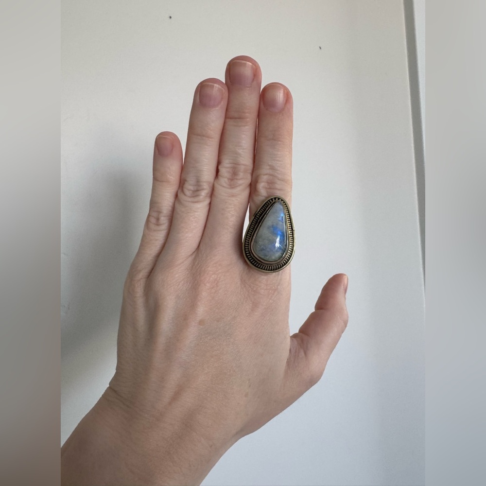 Rainbow Moonstone Ring - Picture 2 of 7